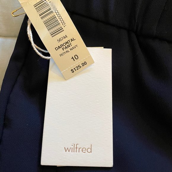 Aritzia Wilfred Darontal Pant | Elastic Waist | Navy Blue | Size 10 | NEW - Picture 4 of 4